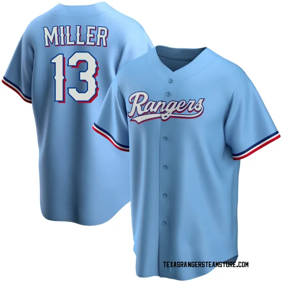 Texas Rangers Brad Miller Light Blue Replica Men's Alternate Player Jersey  S,M,L,XL,XXL,XXXL,XXXXL