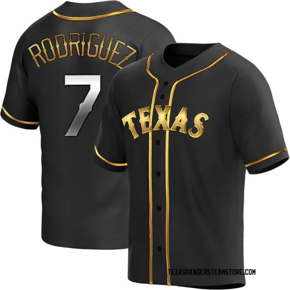 Texas Rangers Ivan Rodriguez Black Golden Replica Youth Alternate Player  Jersey S,M,L,XL,XXL,XXXL,XXXXL