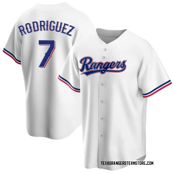 Men's Texas Rangers Ivan Rodriguez Majestic Home White Official Cool Base  Replica Player Jersey