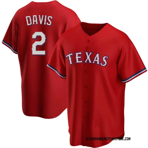 Texas Rangers Khris Davis Red Replica Youth Alternate Player Jersey