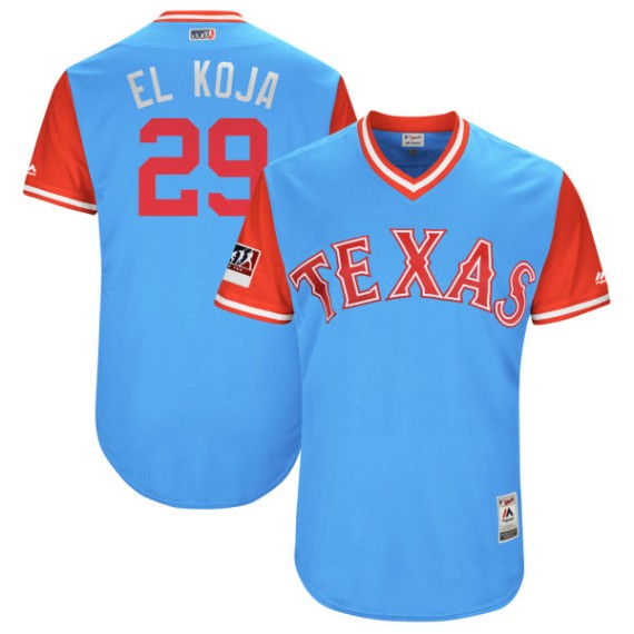 Texas Rangers Adrian Beltre Official Light Blue Replica Men's Majestic EL  KOJA /Red 2018 Players' Weekend Cool Base Player MLB Jersey  S,M,L,XL,XXL,XXXL,XXXXL