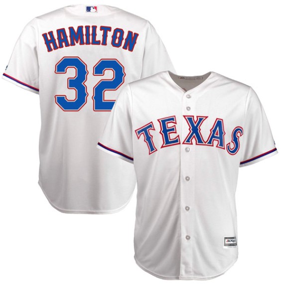 Texas Rangers Josh Hamilton Official White Authentic Men's Majestic Cool Base Home Player MLB