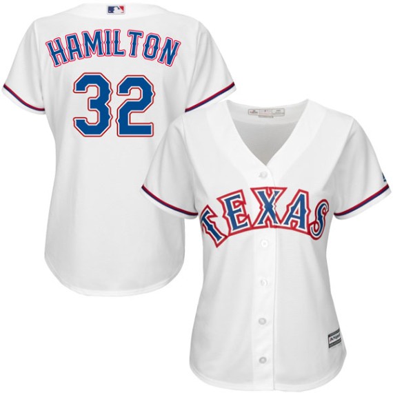 Texas Rangers Josh Hamilton Official White Authentic Women's