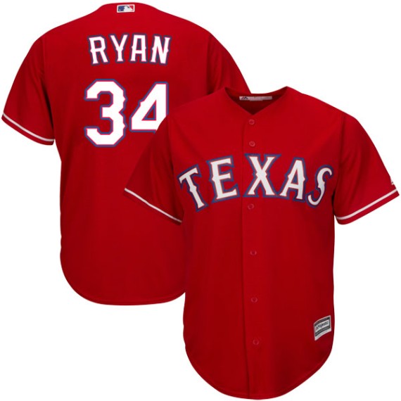 Texas Rangers Nolan Ryan Official Red Authentic Youth Majestic Cool Base  Alternate Player MLB Jersey S,M,L,XL,XXL,XXXL,XXXXL