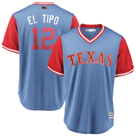 Texas Rangers Rougned Odor Official Light Blue Replica Men's Majestic EL  TIPO /Red 2018 Players' Weekend Cool Base Player MLB Jersey  S,M,L,XL,XXL,XXXL,XXXXL